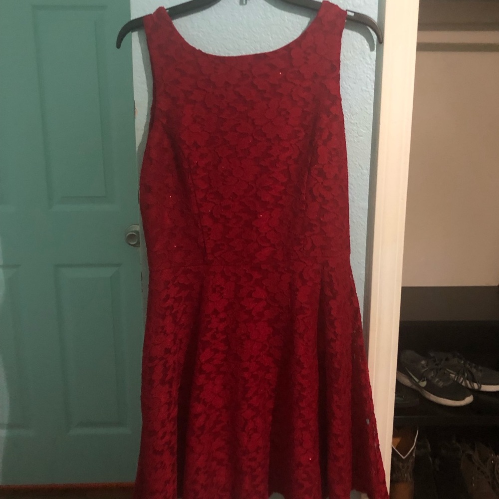 Juniors red flower design dress